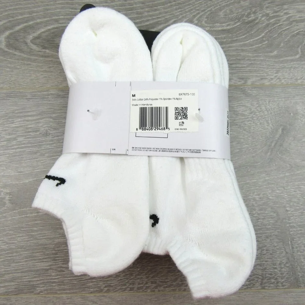 Nike Everyday No Show Socks White 6 Pack Women's 6-10 / Youth 5Y-7Y NEW